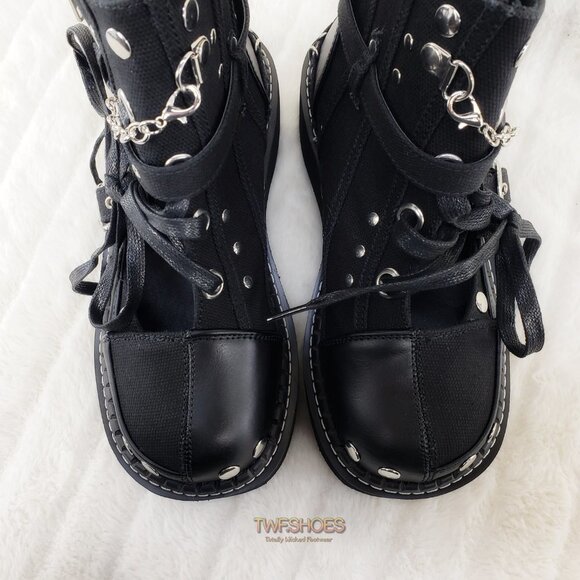 Emily Cut Out Platform Sandal Boots Goth Punk Ankle Boots - Picture 13 of 15